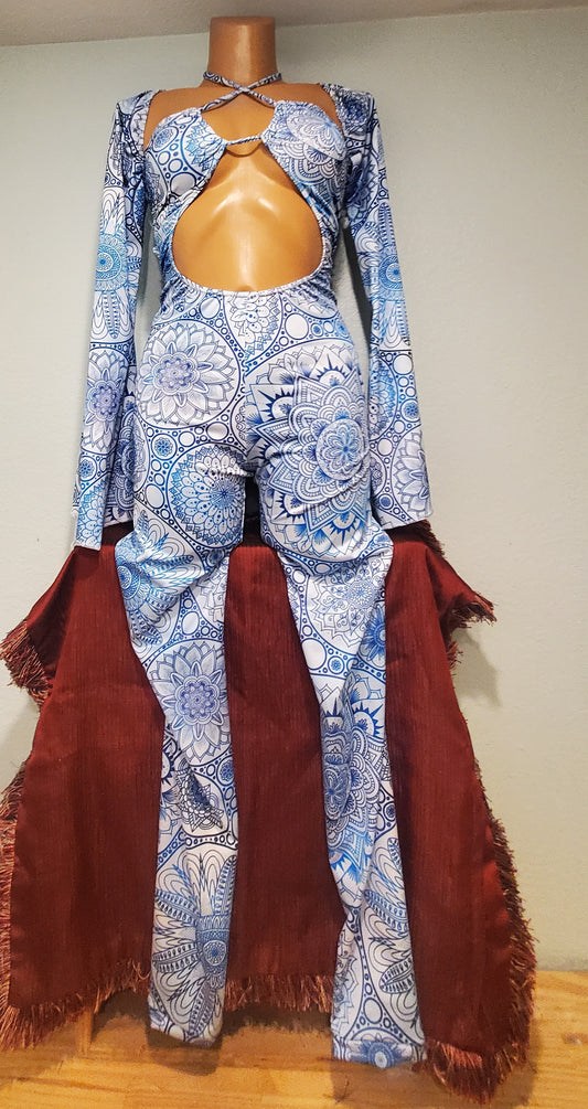 Blue Mandala Neptune Catsuit with bolerođź””