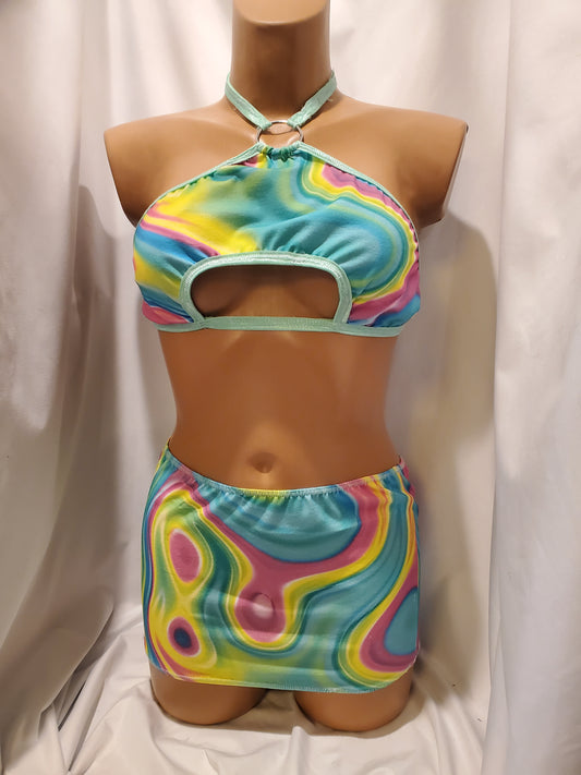 Neon Swirls Aries Skirt Set